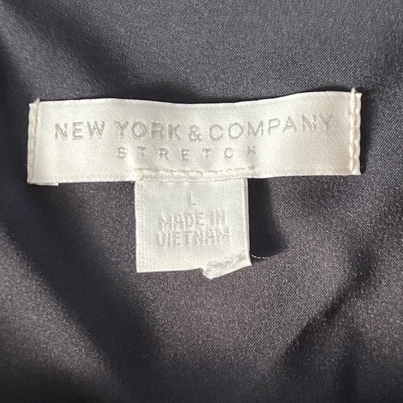 New York & Co Women's Minimalist Dark Blue Midi Sheath Dress Fully Lined Large - Picture 2 of 13